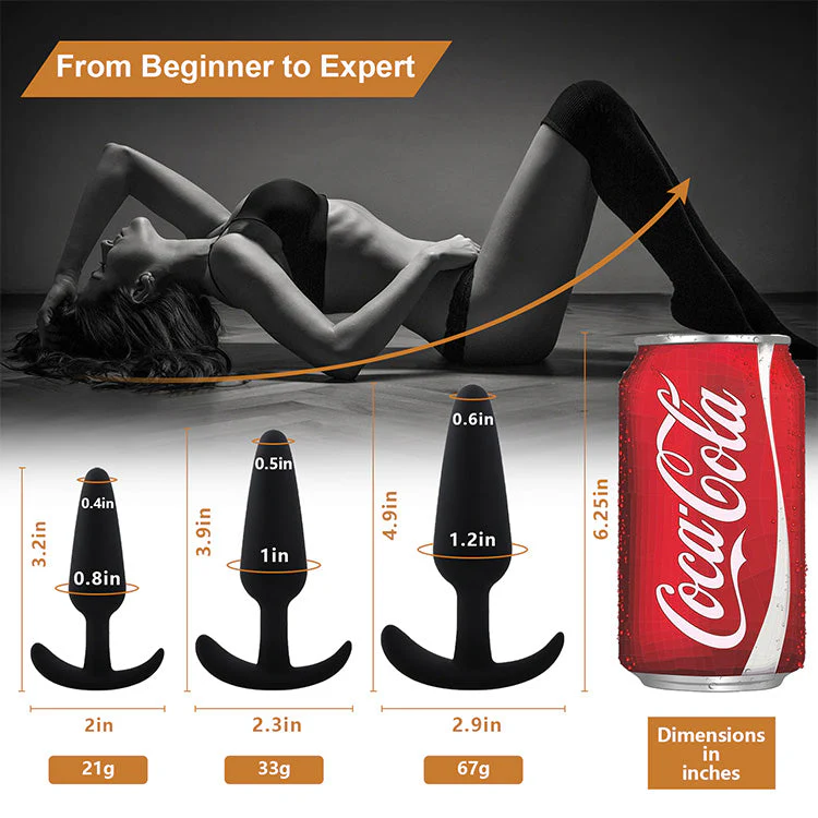 3-Piece Beginner Anal Plug Set with Curved Base - Image 2