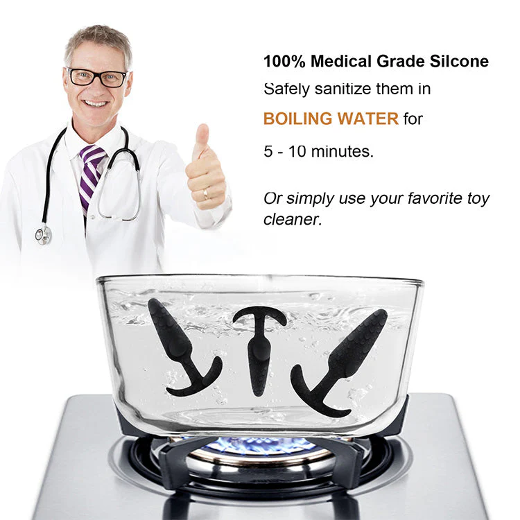 3-Piece Beginner Anal Plug Set with Curved Base - Image 3