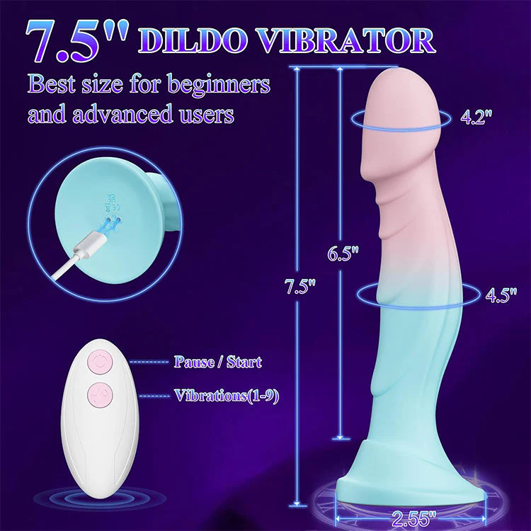 7.5 Inch Silicone Dildo with 9 Vibration Modes & Suction Cup - Image 5