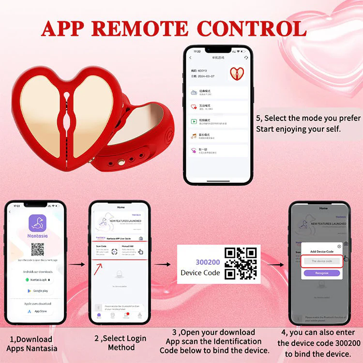 App-Controlled Heart-Shaped Nipple Clamps with 10 Vibration Modes - Image 6