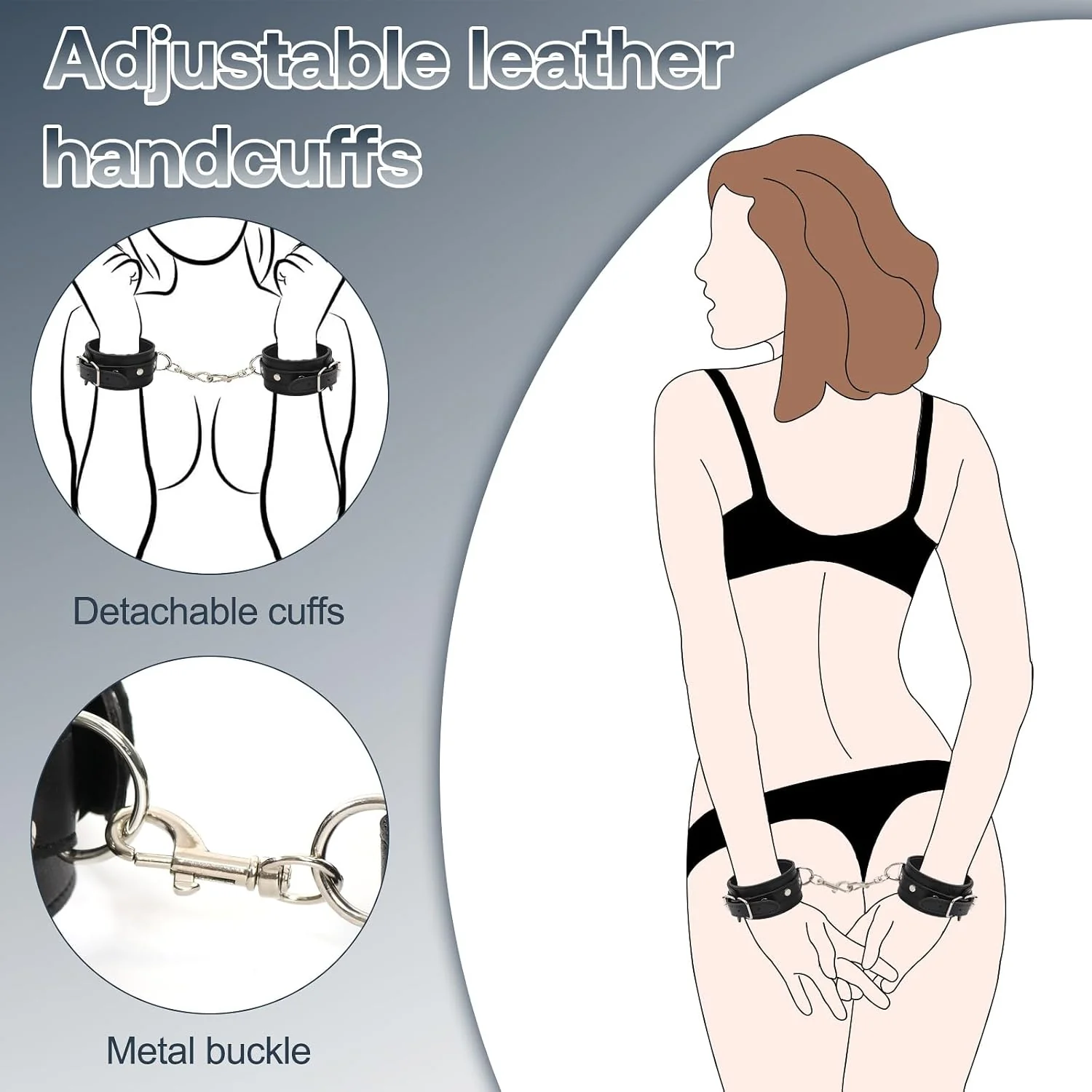 BDSM 3-in-1 Restraint Kit – Adjustable Wrist, Thigh & Ankle Straps - Image 3