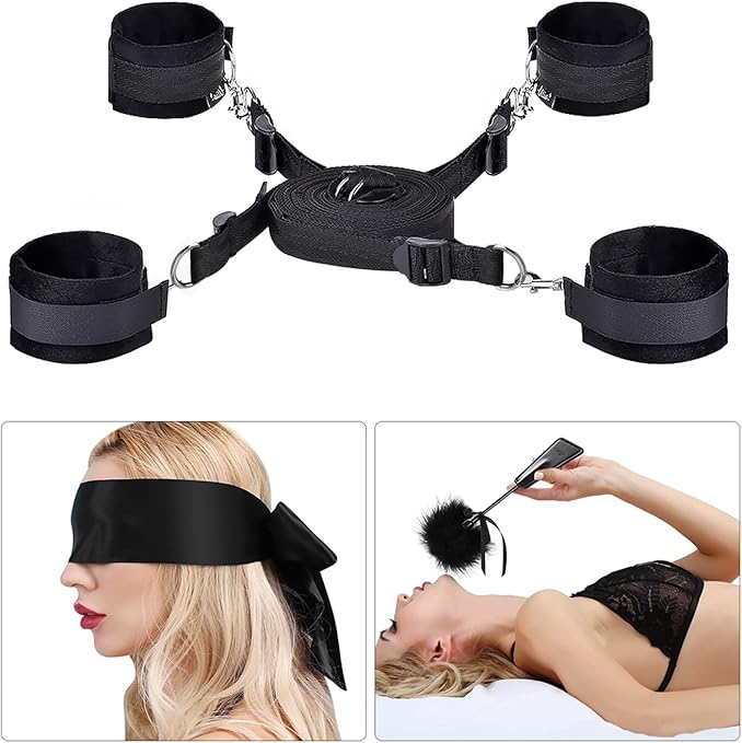 BDSM Bed Restraint Kit with Blindfold & Handcuffs - Image 5