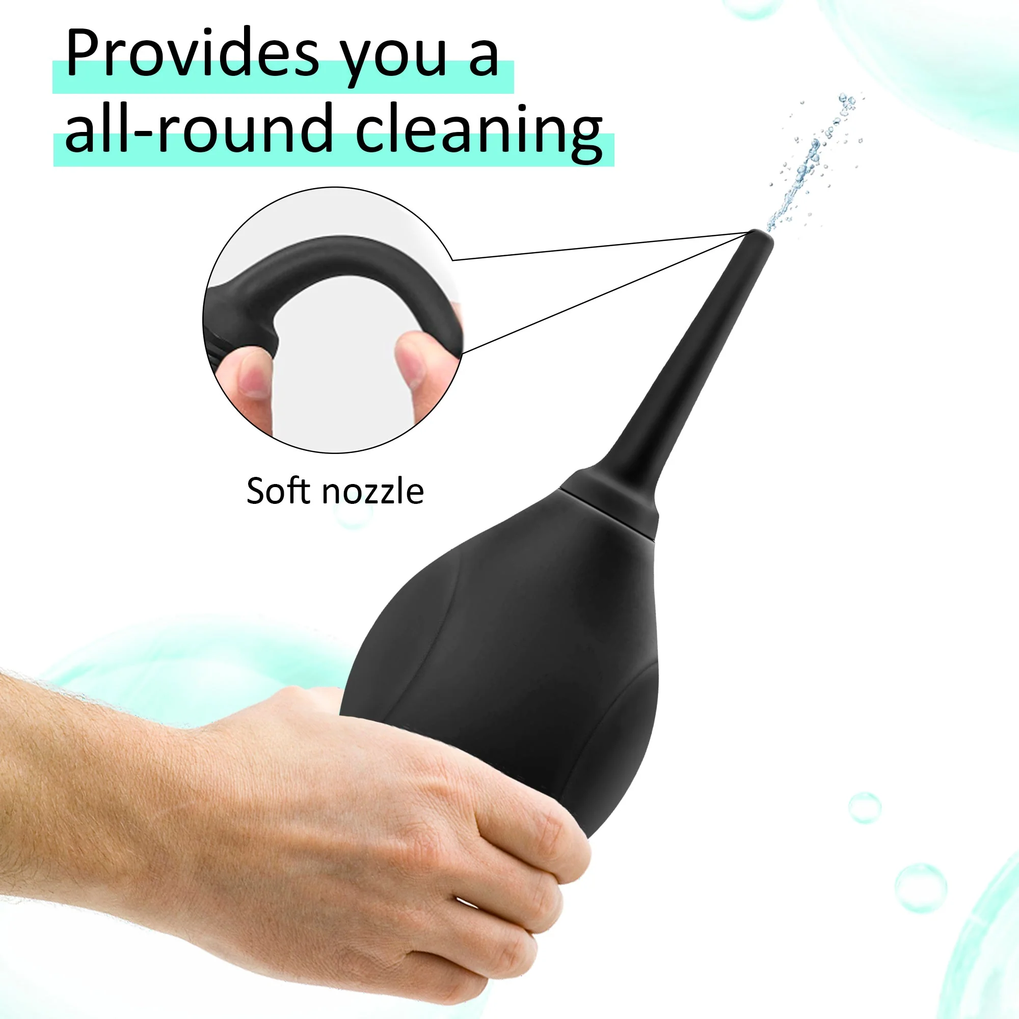 Starshine - Black Silicone Enema Bulb with Soft Nozzle - Image 3