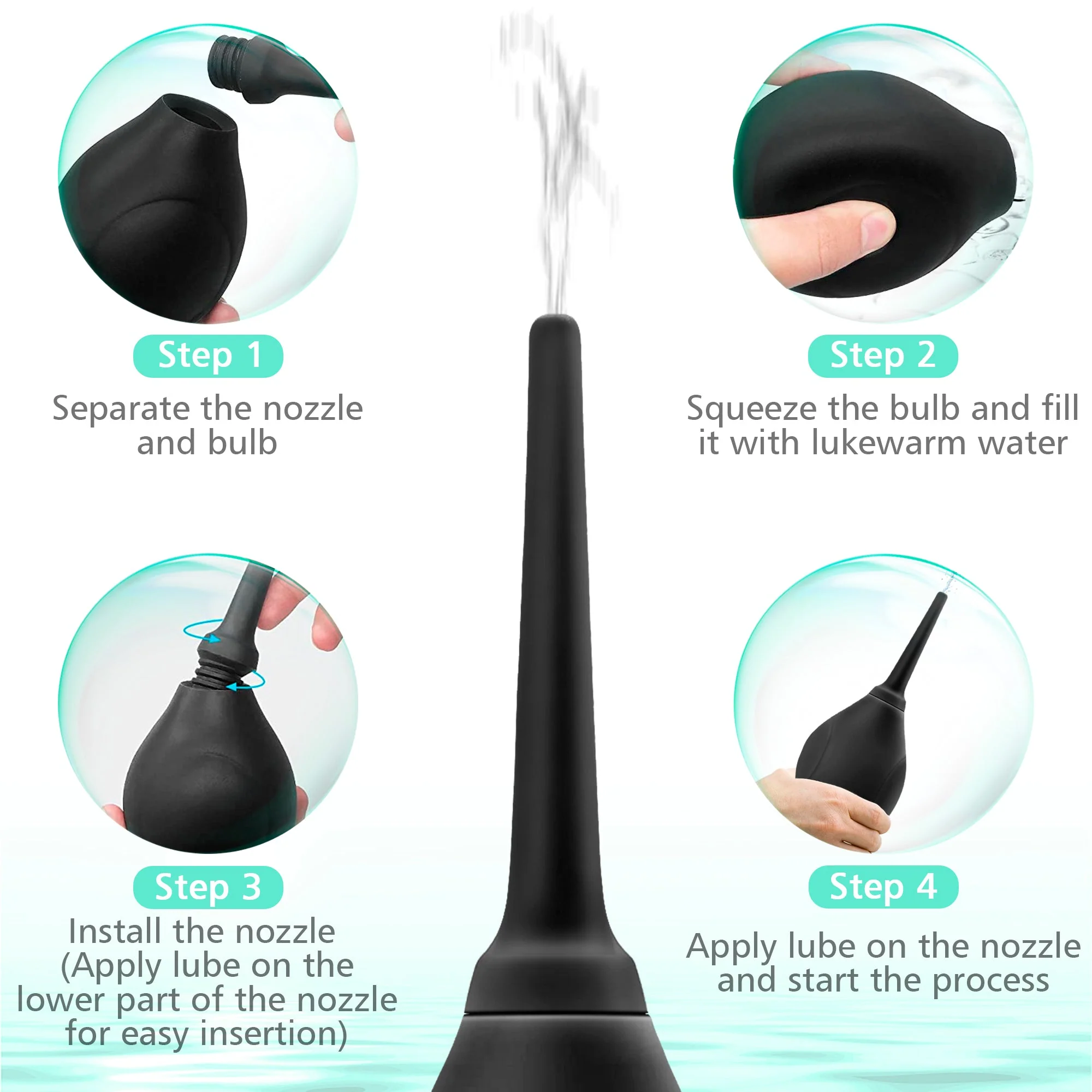 Starshine - Black Silicone Enema Bulb with Soft Nozzle - Image 5