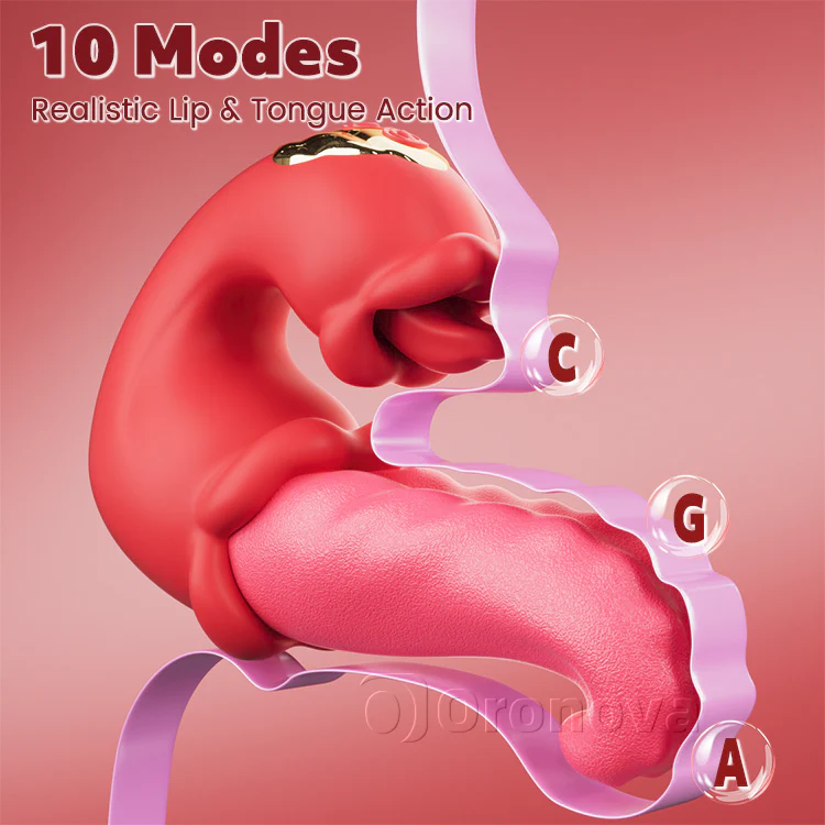 Twin Rose Thrusting G Spot Vibrator with Tongue Teasing & Vibrating - Image 3