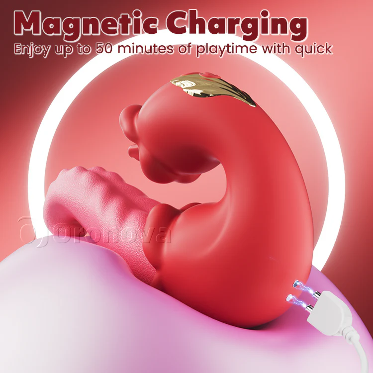 Twin Rose Thrusting G Spot Vibrator with Tongue Teasing & Vibrating - Image 7