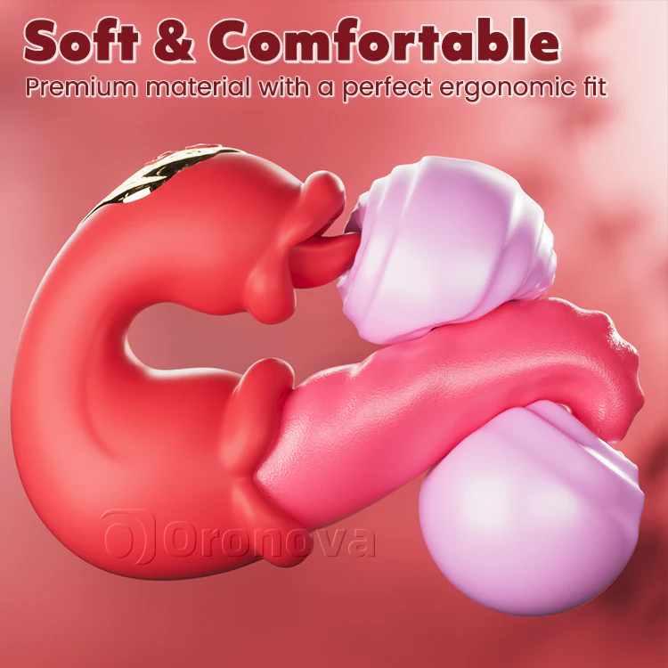 Twin Rose Thrusting G Spot Vibrator with Tongue Teasing & Vibrating - Image 8