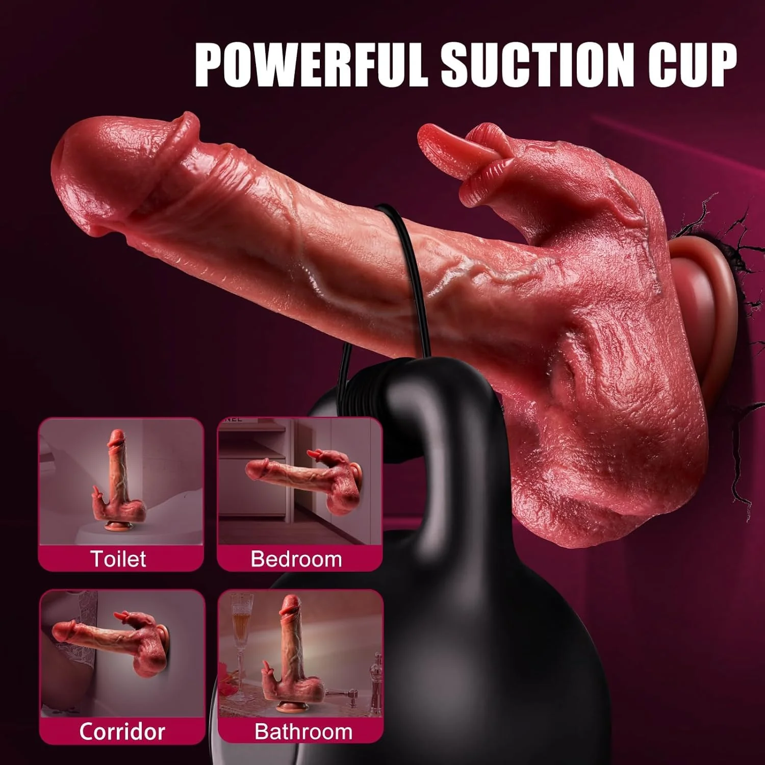 Dual-Vibration Mouth Dildo Vibrator - Lifelike Texture & Quiet Motor - Image 3