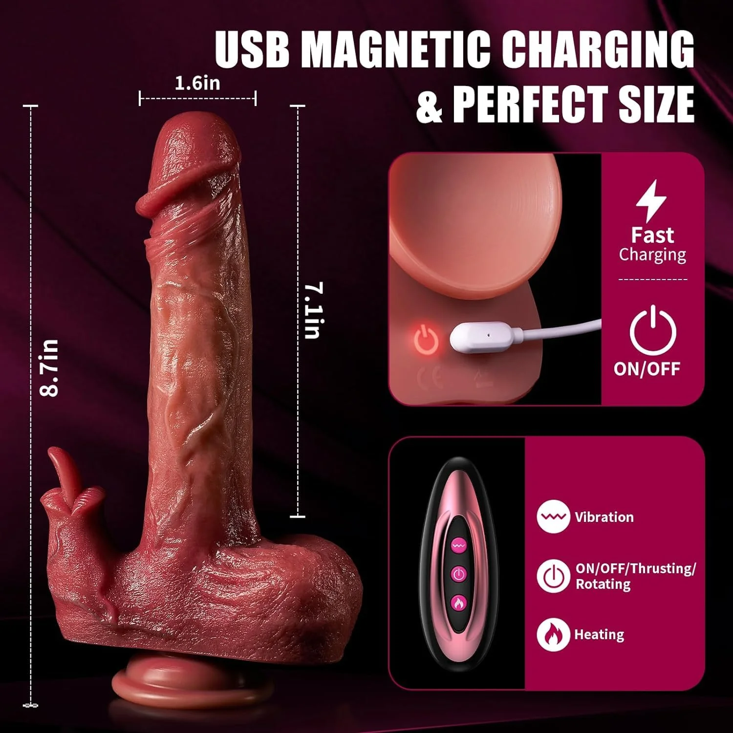 Dual-Vibration Mouth Dildo Vibrator - Lifelike Texture & Quiet Motor - Image 6