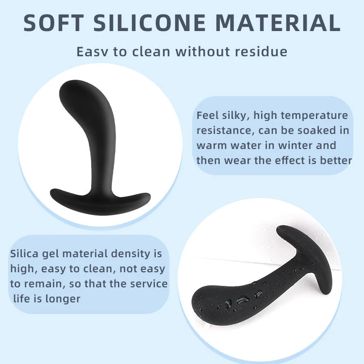 Flared Base Silicone Curved Tip Butt Plug Set (3 Pieces) - Image 6