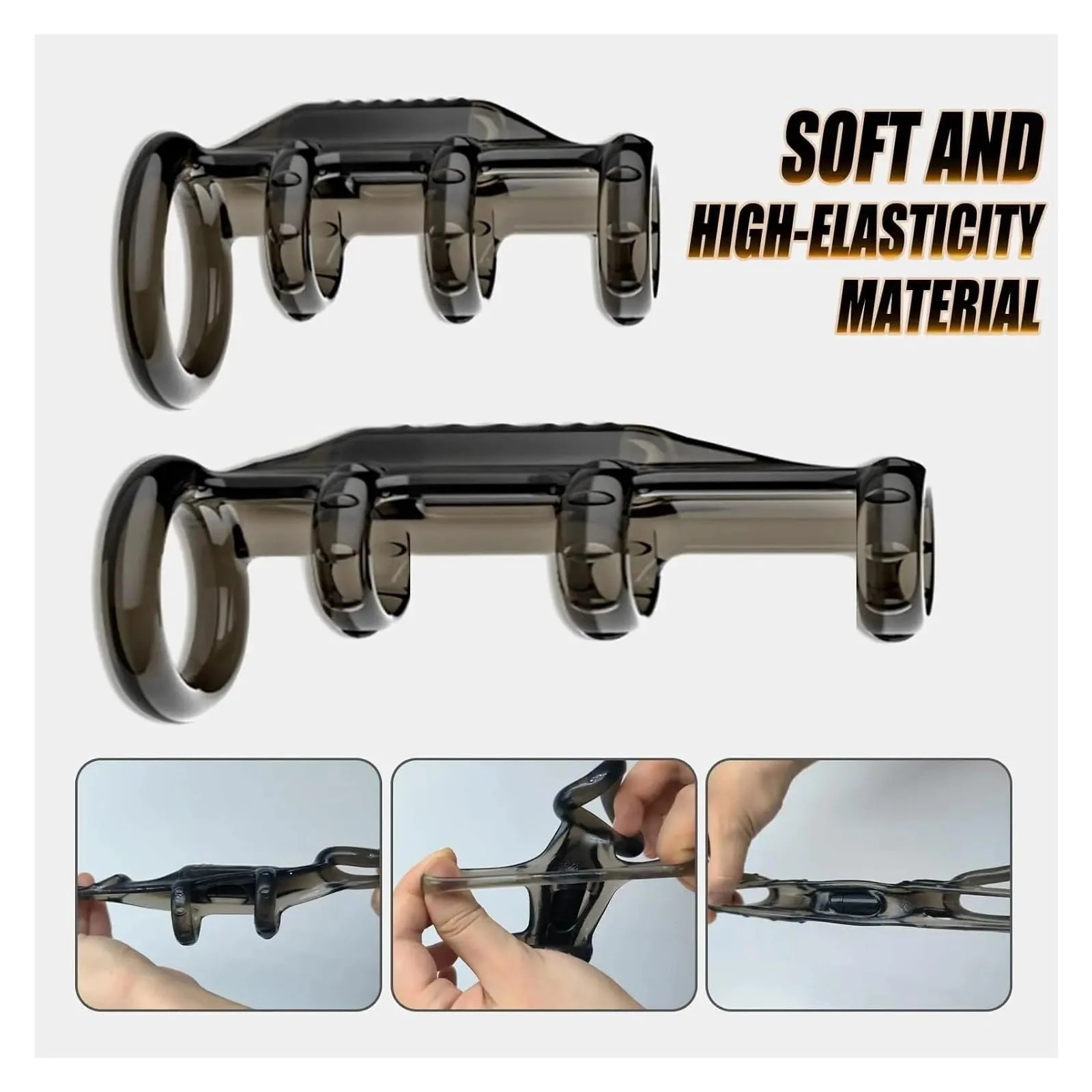 Men's Vibrating Cock Ring - Soft TPE Material with Multiple Vibration Modes - Image 3
