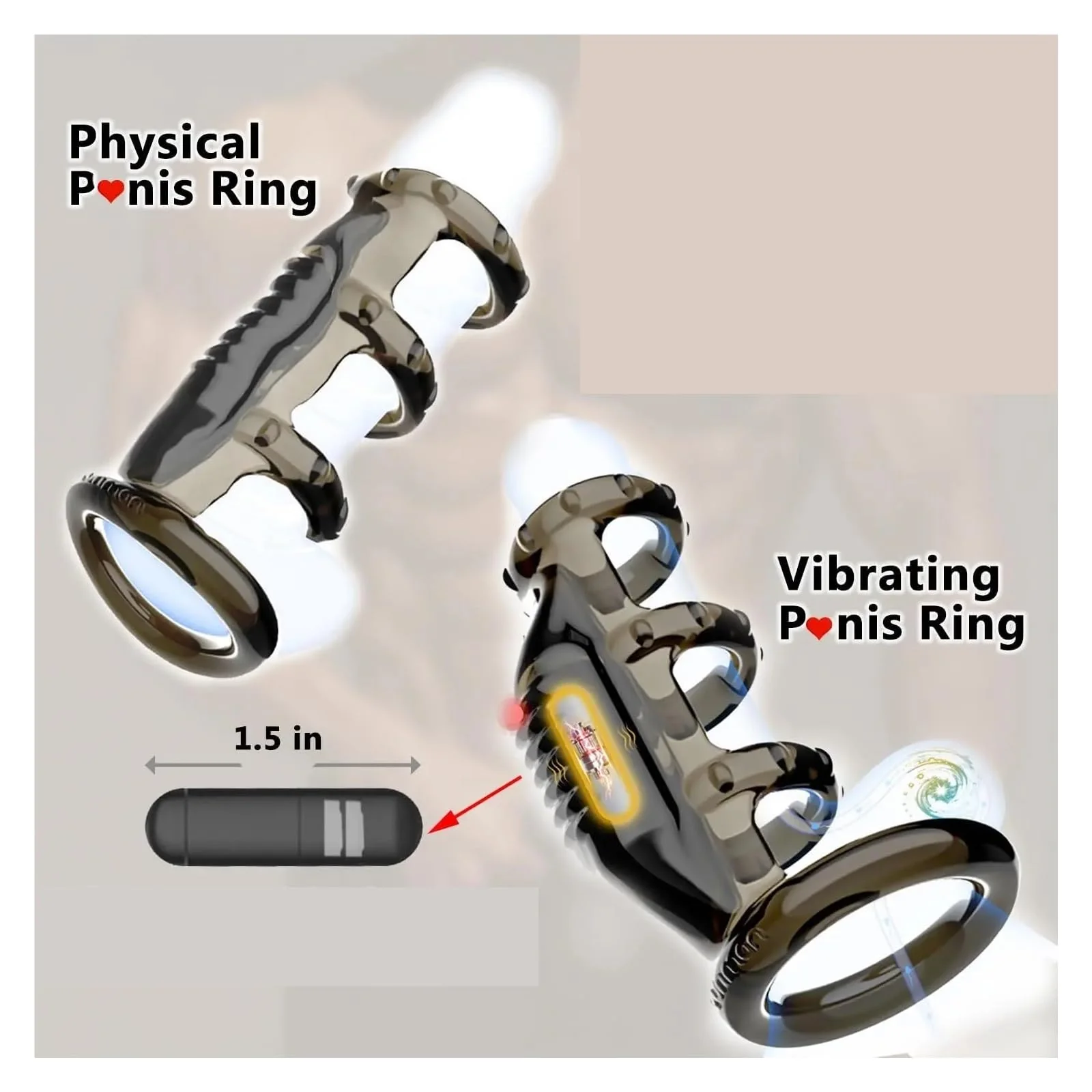 Men's Vibrating Cock Ring - Soft TPE Material with Multiple Vibration Modes - Image 5