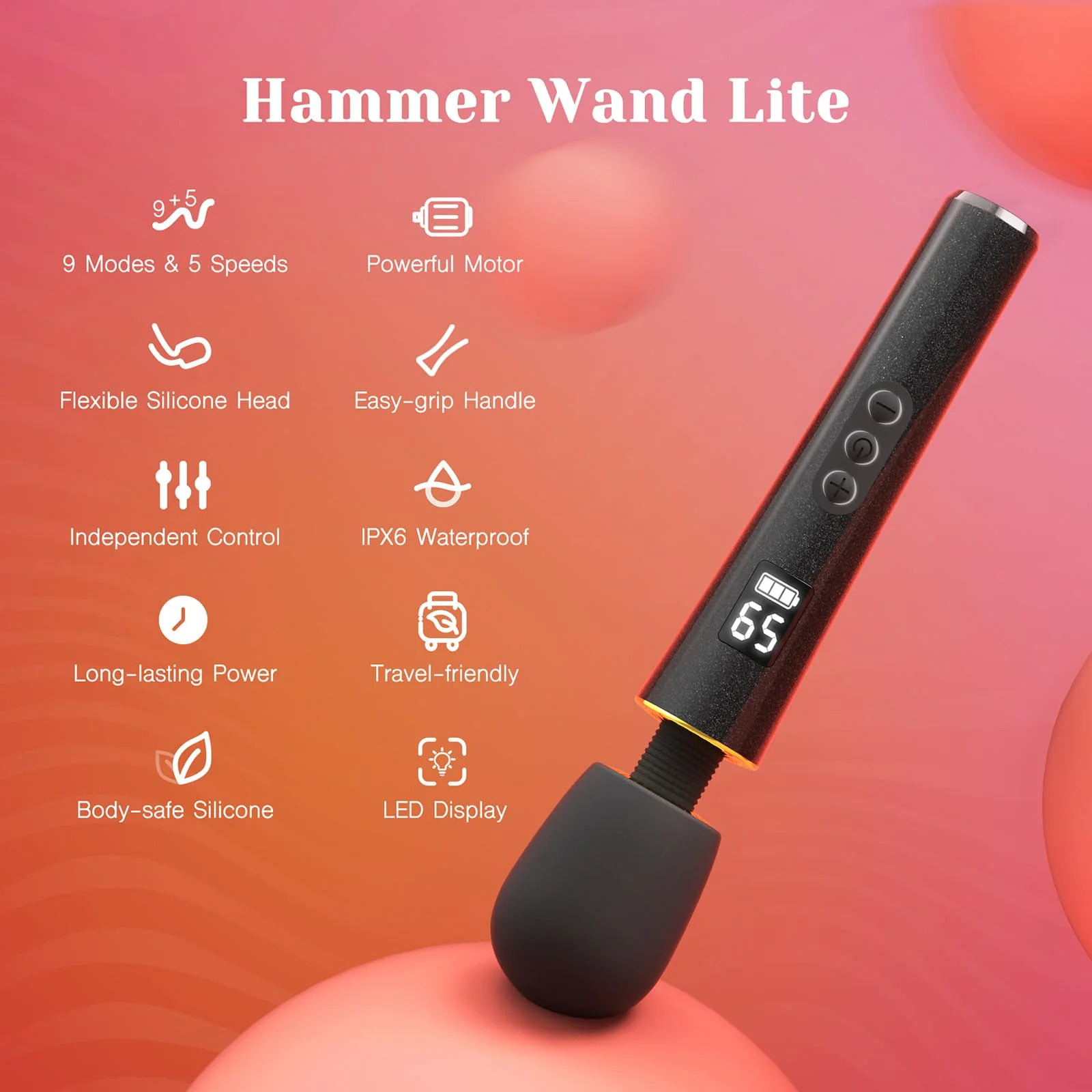 Mini Vibrator Wand – 9 Modes, 5 Speeds & LED Display - Image 2