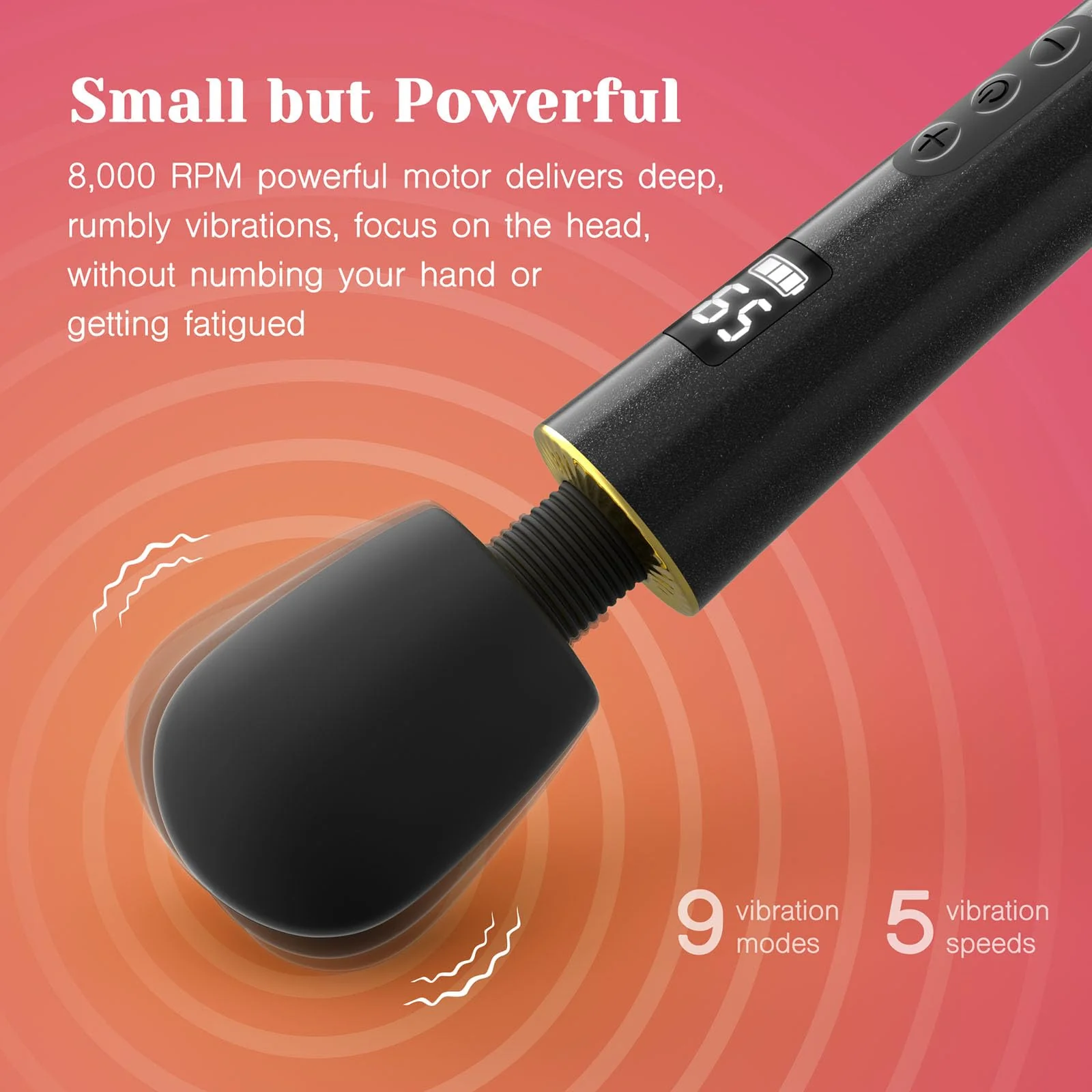 Mini Vibrator Wand – 9 Modes, 5 Speeds & LED Display - Image 3