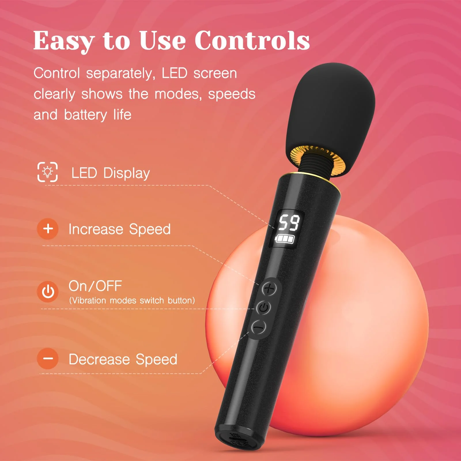 Mini Vibrator Wand – 9 Modes, 5 Speeds & LED Display - Image 5