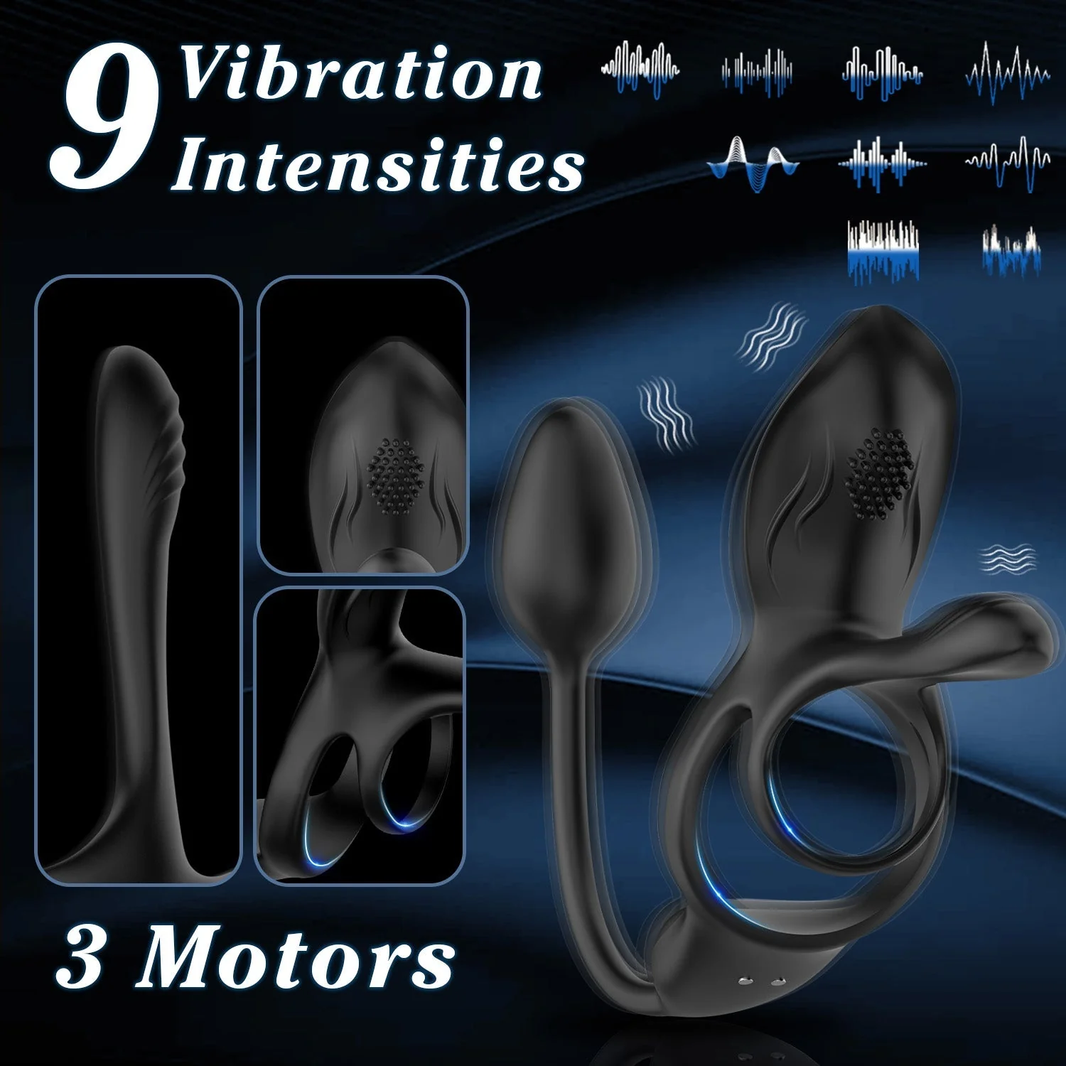 Vibrating Cock Ring with Anal Plug - Image 3