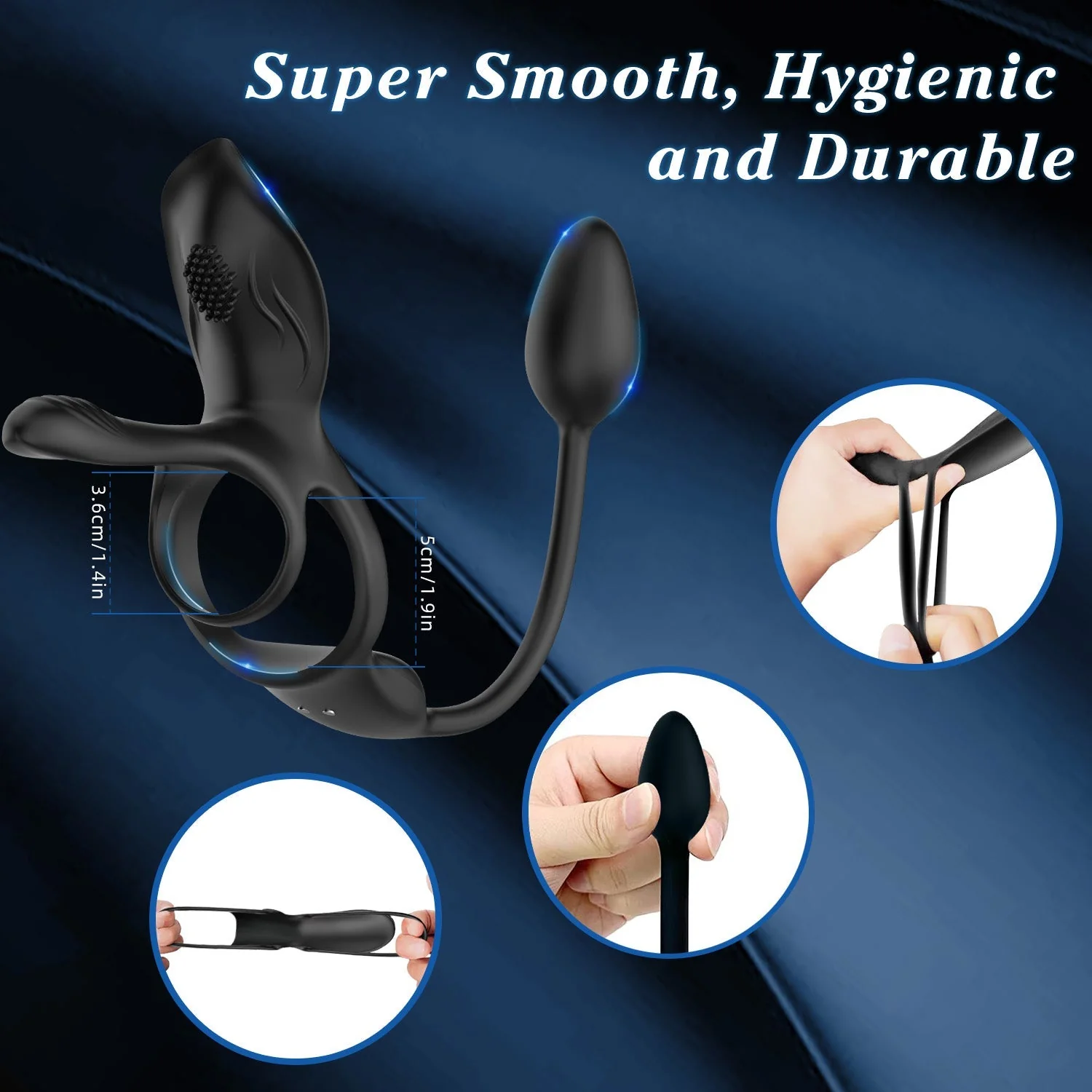 Vibrating Cock Ring with Anal Plug - Image 5