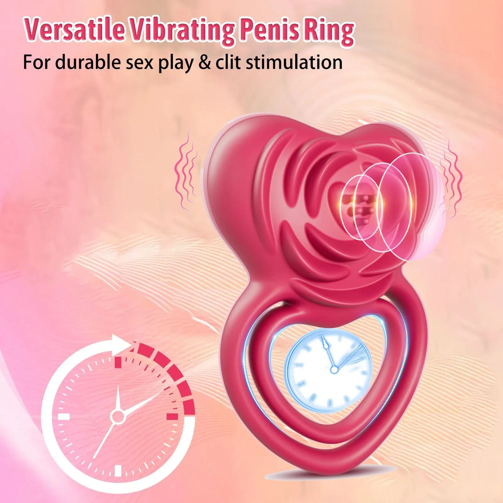 Pleasure-Boosting Vibrating Cock Ring with Rose Stimulation for Him & Her - Image 3
