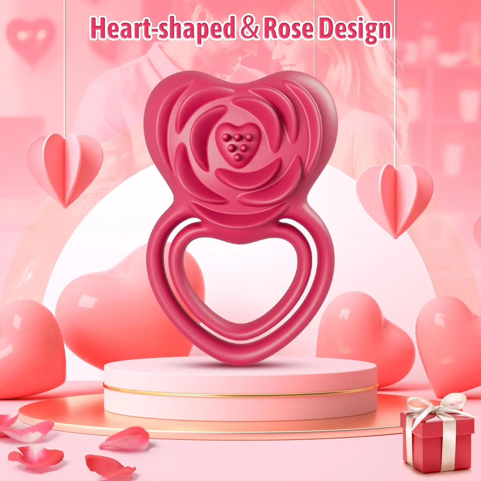 Pleasure-Boosting Vibrating Cock Ring with Rose Stimulation for Him & Her - Image 4