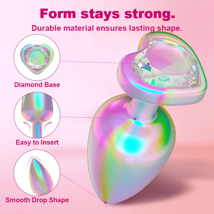 Rainbow Gemstone Metal Anal Butt Plug Set - Image 4