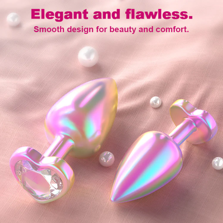 Rainbow Gemstone Metal Anal Butt Plug Set - Image 6