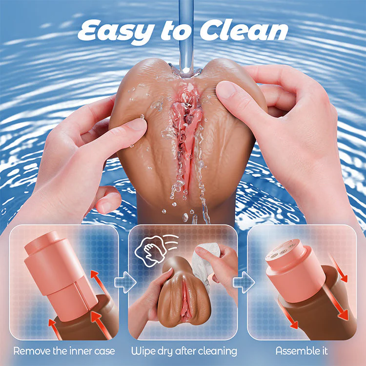 Realistic Deep Brown-Toned Masturbator with Suction and Vibration - Image 6