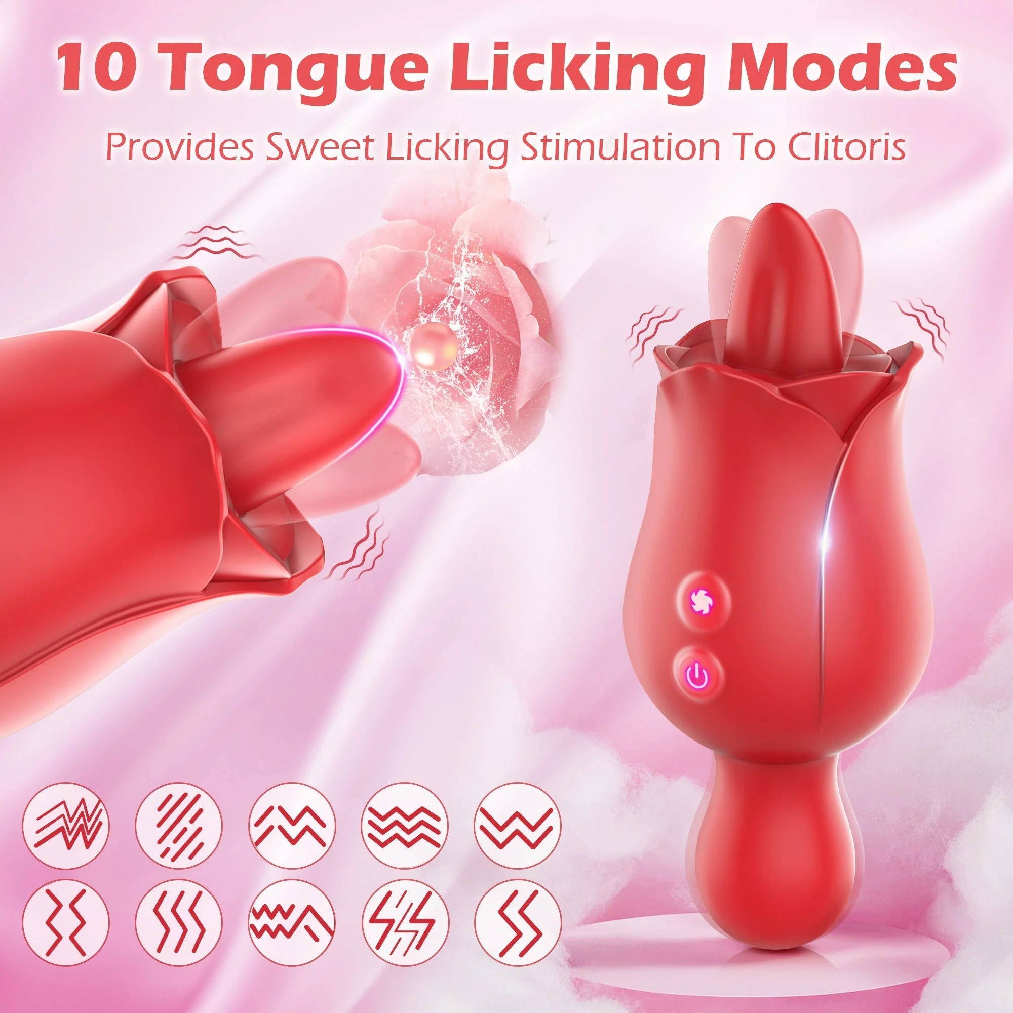 Rose Clitoral Vibrator with Licking & Vibrating Patterns - Image 4