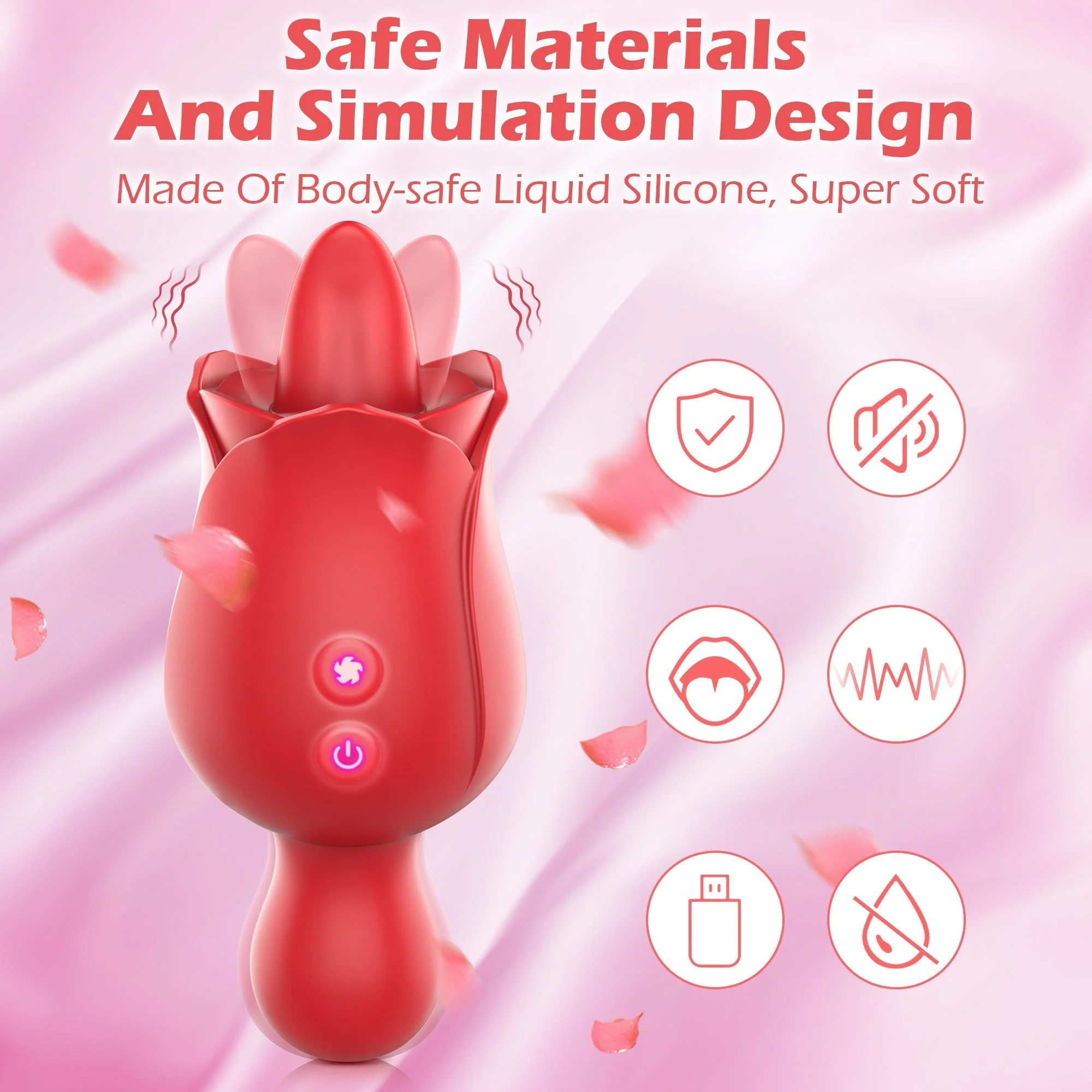 Rose Clitoral Vibrator with Licking & Vibrating Patterns - Image 5