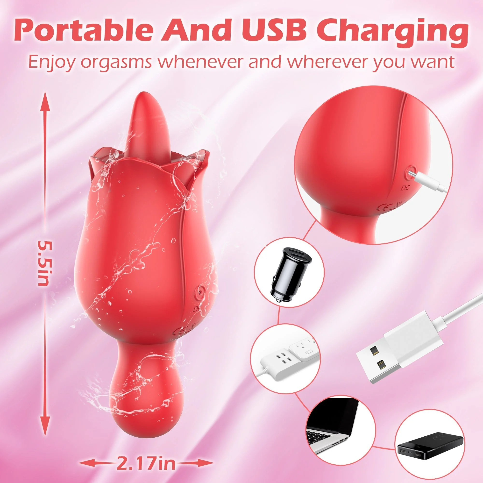 Rose Clitoral Vibrator with Licking & Vibrating Patterns - Image 6