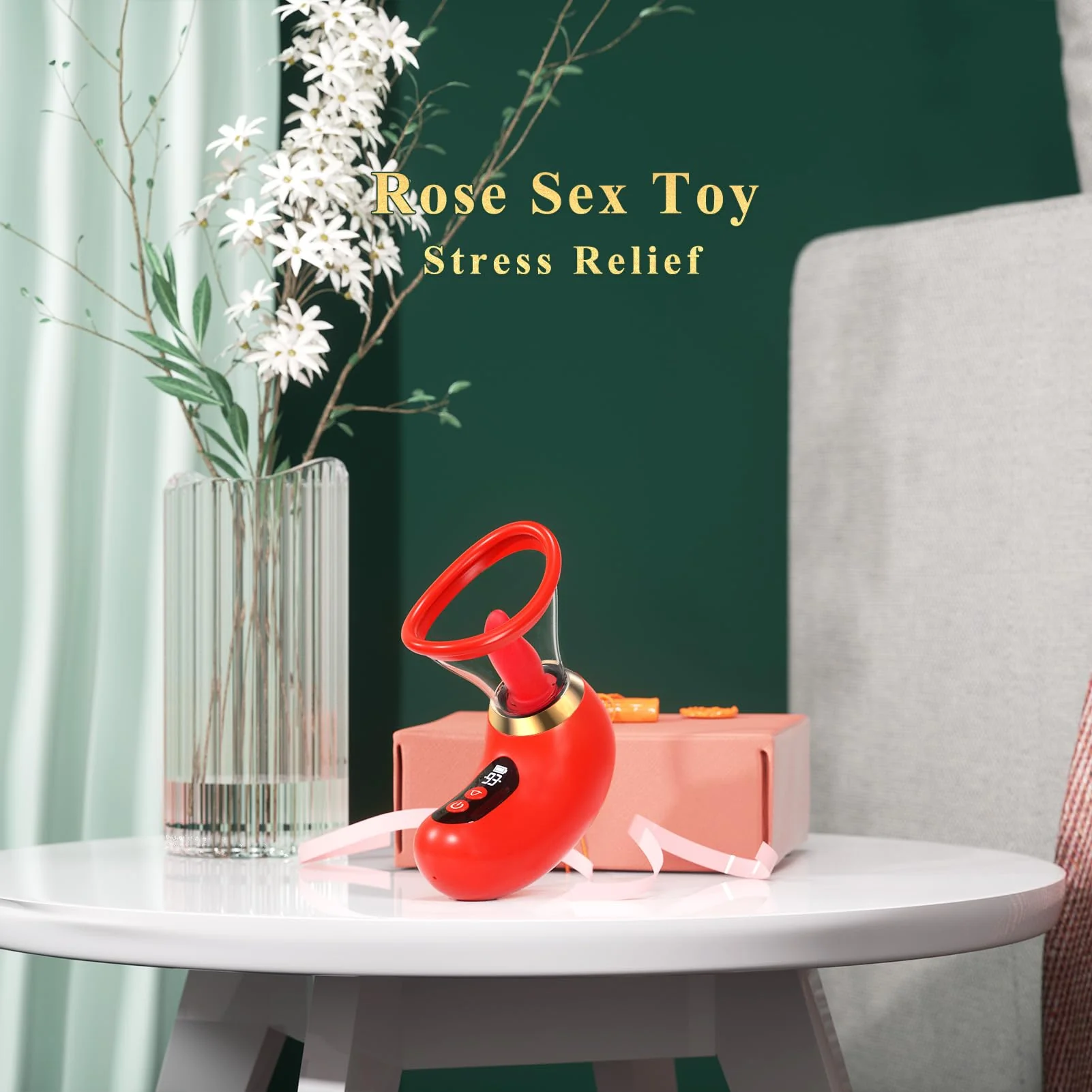 Rose Sucking Vibrator - 5IN1 Clitoral G-Spot Adult Toy LCD Display - Image 7