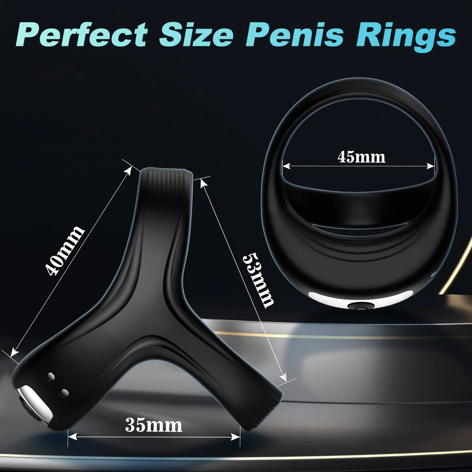Seraphina - Sleek Black Cock Ring with Settings - Image 3
