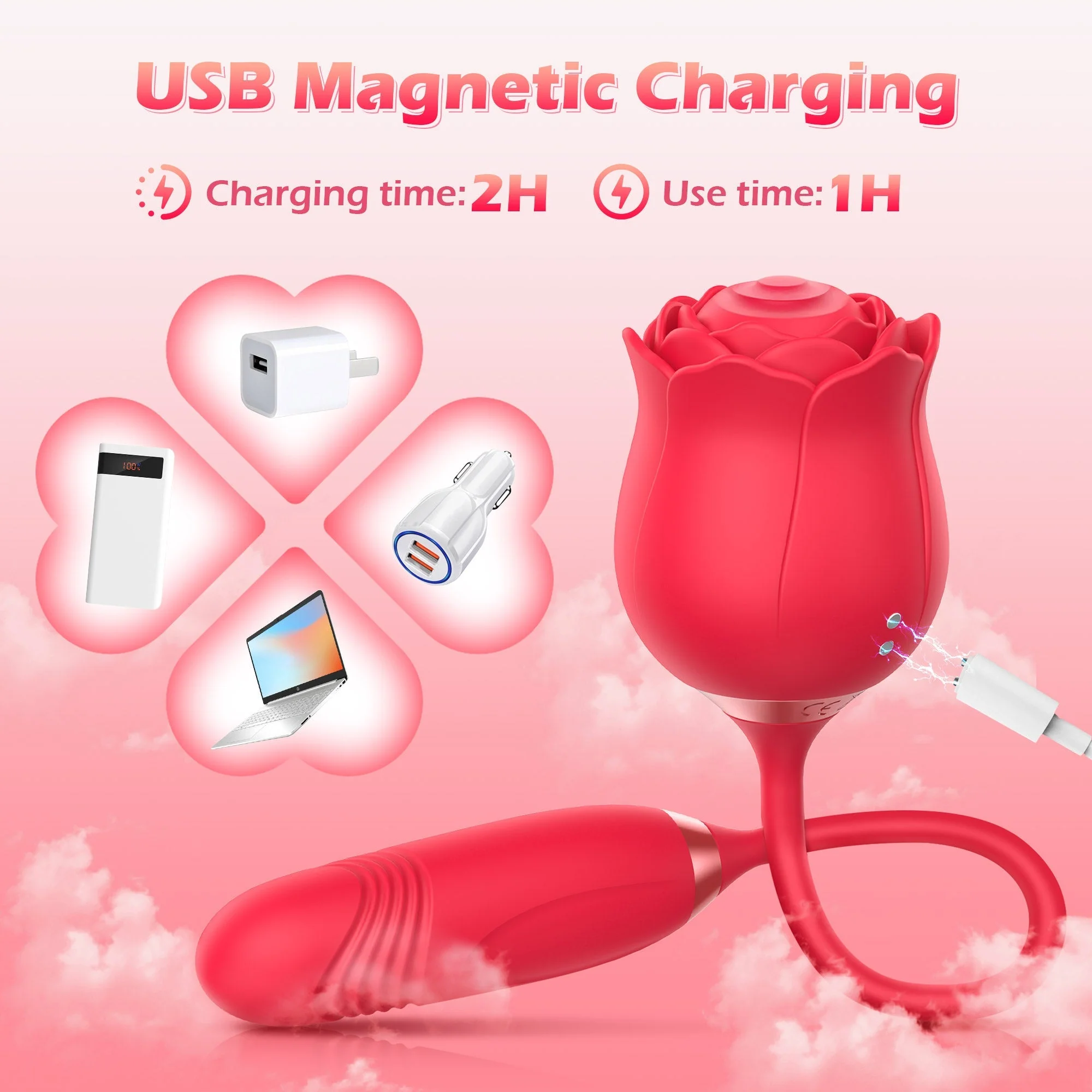 Vivienne- Tapping Rose Vibrator with Suction Patterns - Image 5