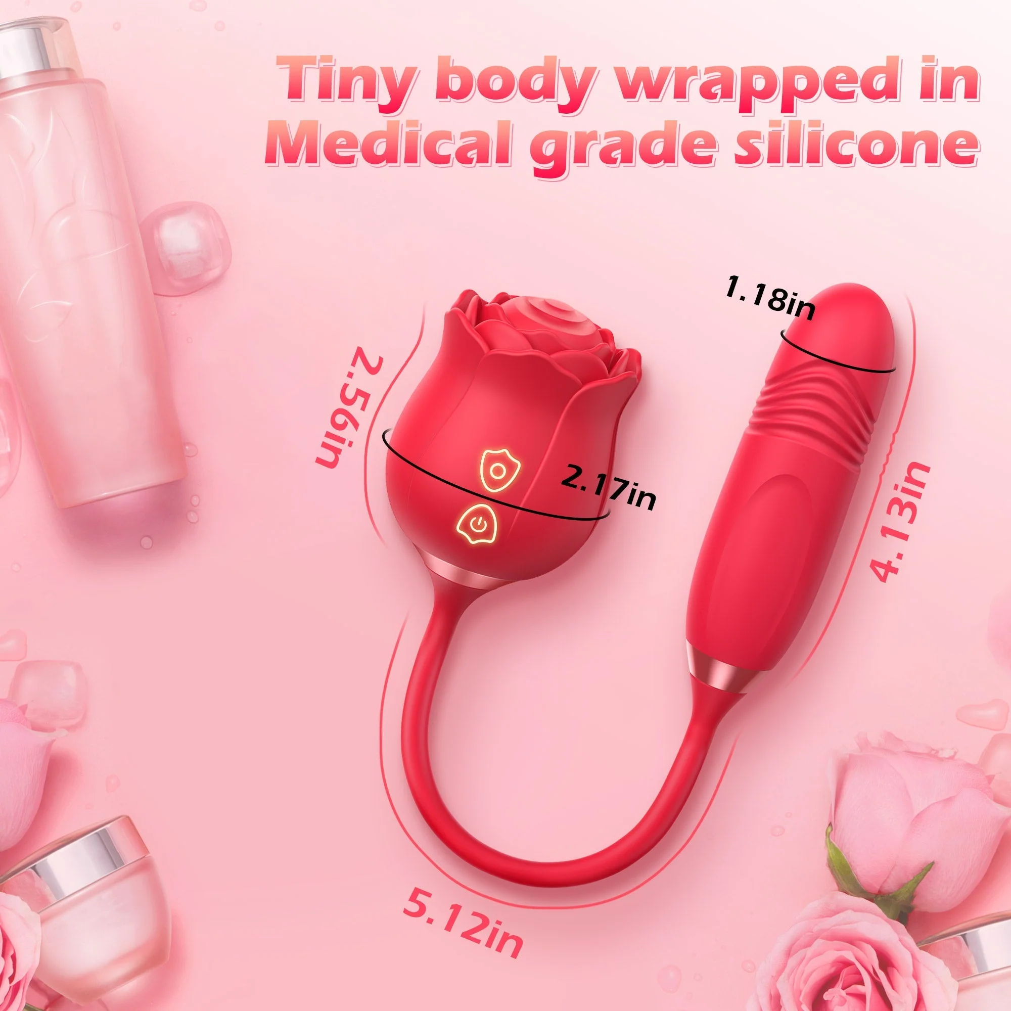 Vivienne- Tapping Rose Vibrator with Suction Patterns - Image 6