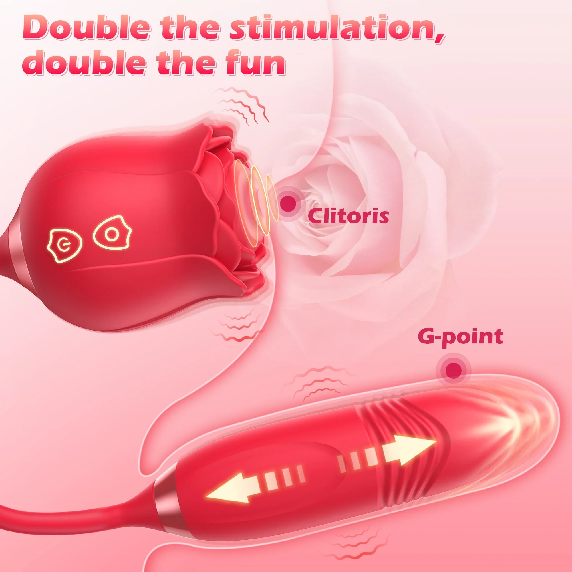 Vivienne- Tapping Rose Vibrator with Suction Patterns - Image 9