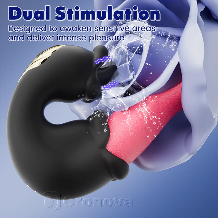 Twin Rose Thrusting G-Spot Vibrator with Licking Tongue & Vibration - Image 4