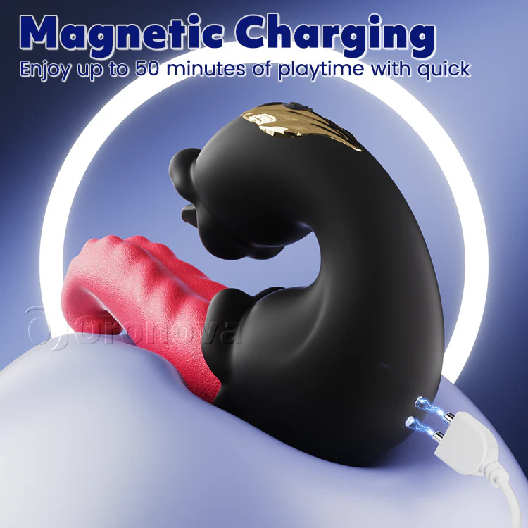 Twin Rose Thrusting G-Spot Vibrator with Licking Tongue & Vibration - Image 7
