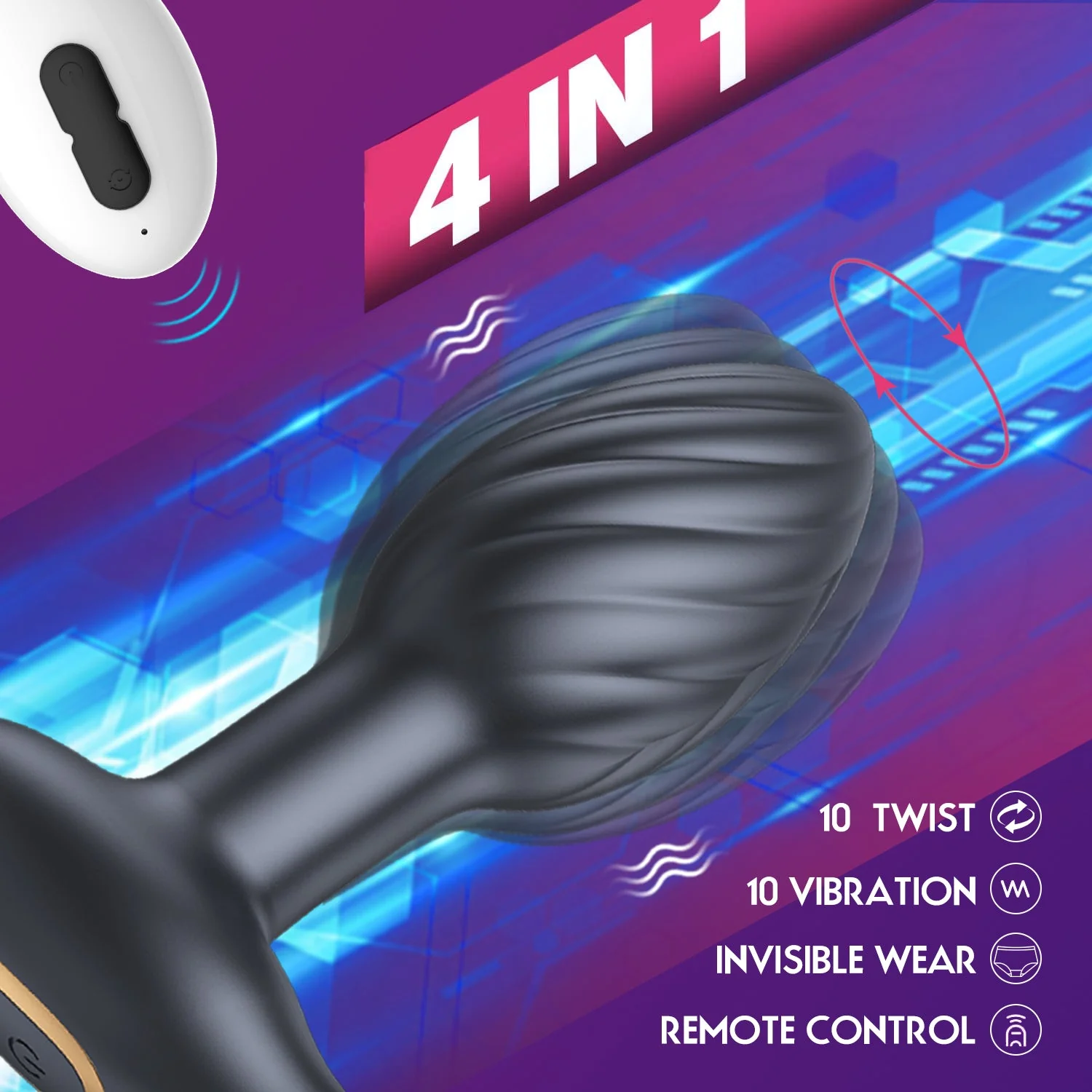 Vibrating Butt Plug with Rotation - Image 3
