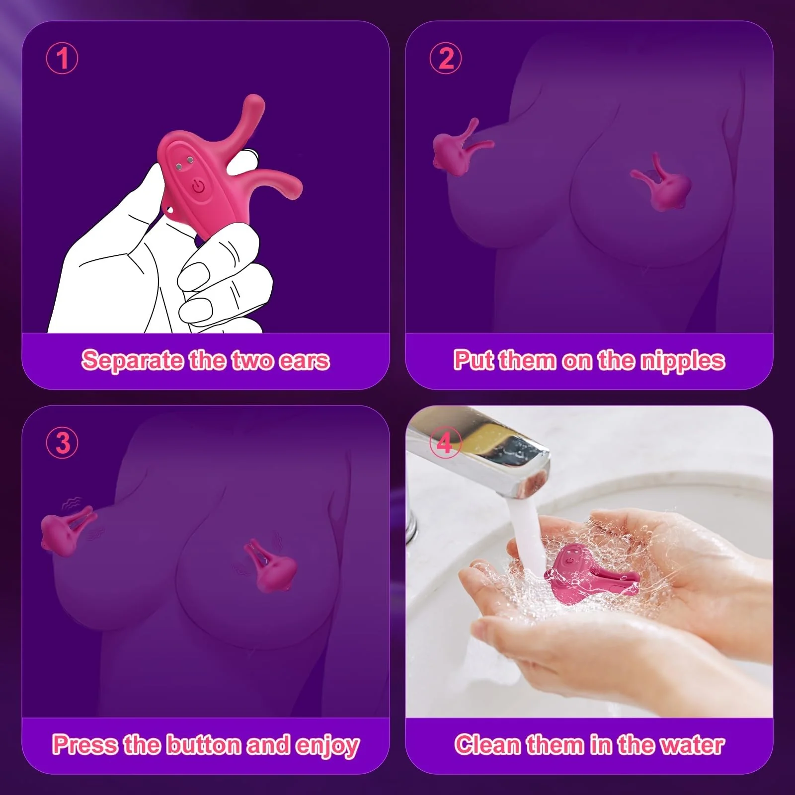 Vibrating Nipple Clamps – 9-Mode Nipple Stimulator for Women - Image 2